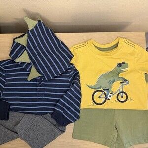 NWOT 4 Piece Tommy Bahamas Boys Hoodie/ Shirt/Jogger/shorts 9-12Mo Striped Dino